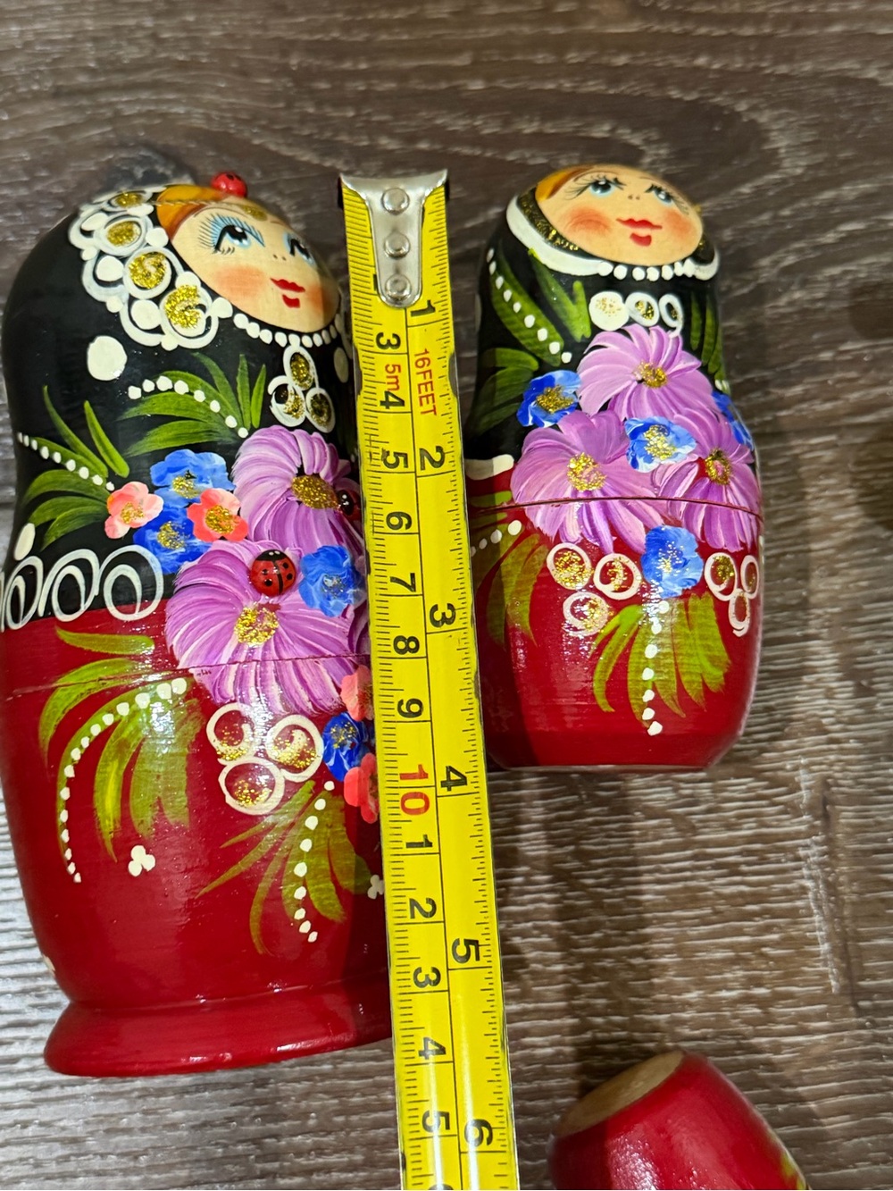 Matryoshka Hand-Painted multi color Russian Nesting Dolls 5 total - Picture 9 of 12